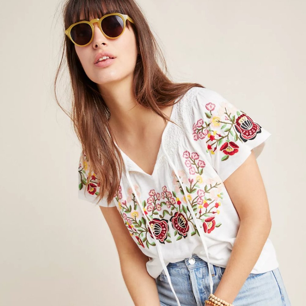 ELODIE EMBROIDERED TOP